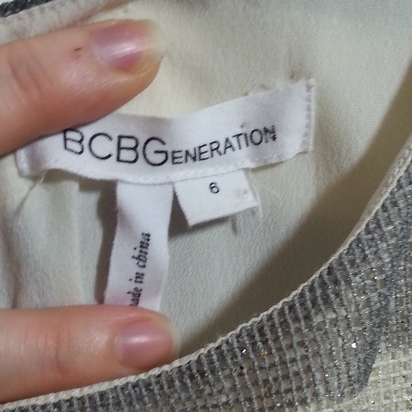 BCBGENERATION STRIPED GLITTER MESH Dress - Size 6 - Picture 2 of 7